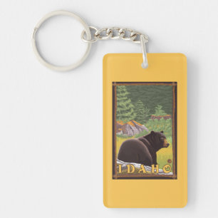 Schwarzer Bär im Wald - Idaho Schlüsselanhänger