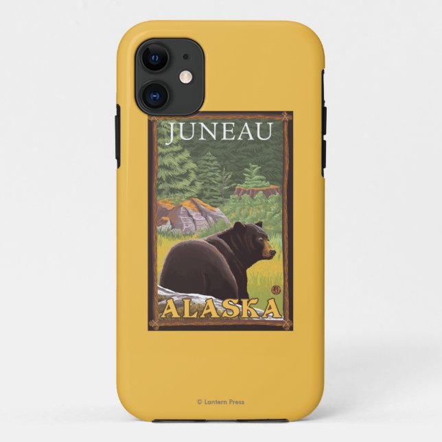 Schwarzer Bär im Wald - Juneau, Alaska Case-Mate iPhone Hülle (Rückseite)