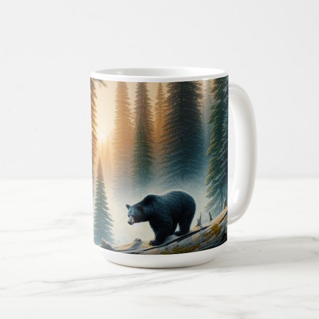 Schwarzer Bär im Wald Kaffeetasse (VorderseiteRechts)