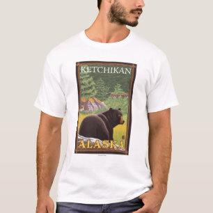 Schwarzer Bär im Wald - Ketchikan, Alaska T-Shirt