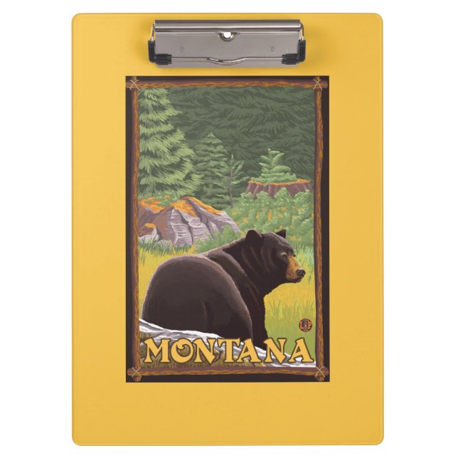 Schwarzer Bär im Wald - Montana Klemmbrett (Vorderseite)