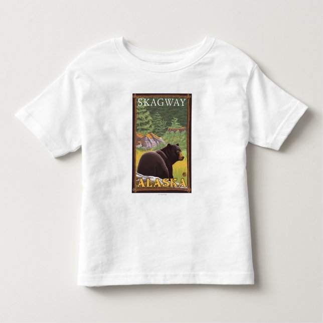 Schwarzer Bär im Wald - Skagway, Alaska Kleinkind T-shirt (Vorderseite)