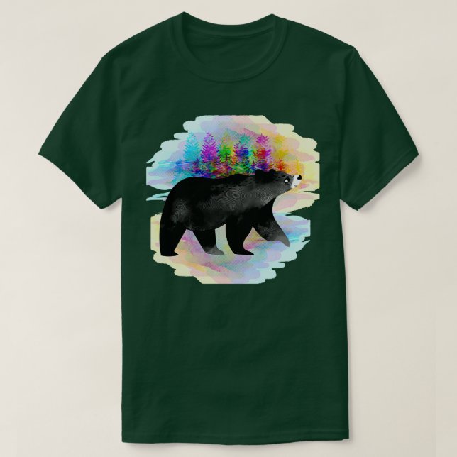 Schwarzer Bär im Wald T-Shirt (Design vorne)
