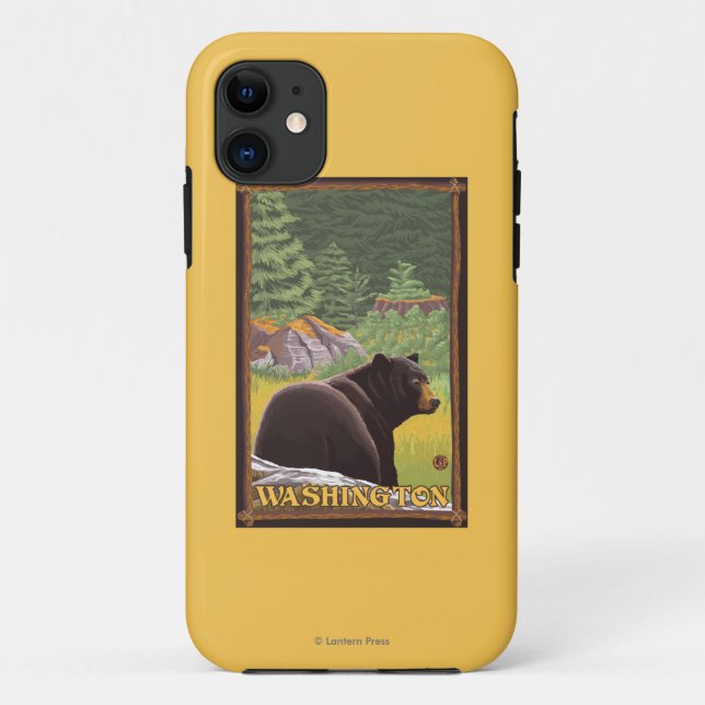Schwarzer Bär im Wald - Washington Case-Mate iPhone Hülle (Rückseite)