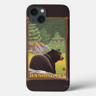Schwarzer Bär im Wald - Washington iPhone 13 Hülle