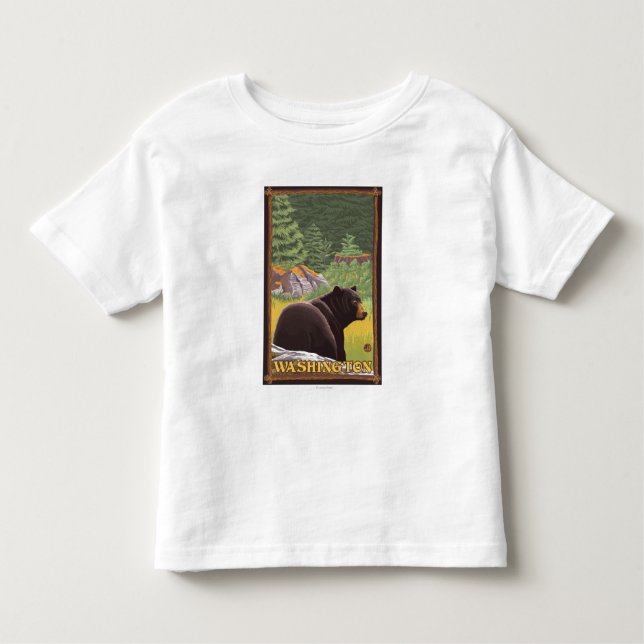 Schwarzer Bär im Wald - Washington Kleinkind T-shirt (Vorderseite)
