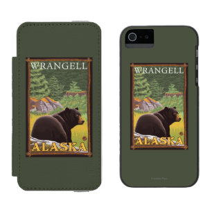 Schwarzer Bär im Wald - Wrangell, Alaska Incipio Watson™ iPhone 5 Geldbörsen Hülle