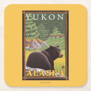 Schwarzer Bär im Wald - Yukon, Alaska Rechteckiger Pappuntersetzer