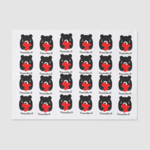 Schwarzer Bär mit Herz Seidenpapier