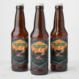Schwarzer Bär - Naturgebirge Blau Bierflaschenetikett