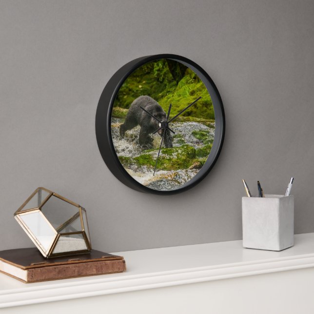 Schwarzer Bär | Qua Creek British Columbia Uhr (Büro)