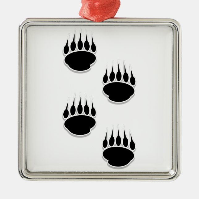 Schwarzer Bär Silbernes Ornament (Vorne)