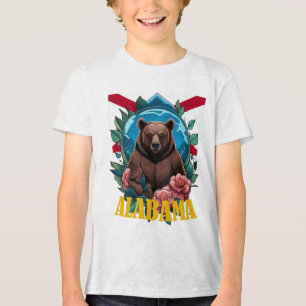 Schwarzer Bär umgeben von Kamelien mit Alabama Tri-Blend Shirt