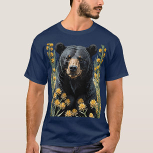Schwarzer Bär umgeben von Yucca Blume 2 T-Shirt