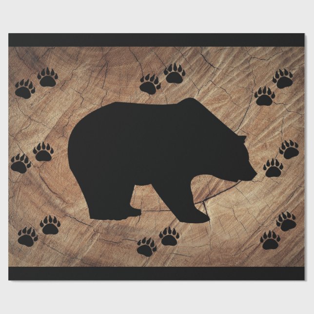 Schwarzer Bär und Bärenpaare Geschenkpapier (Flach)