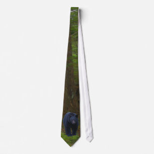 Schwarzer Bär und Wald Wildlife Earth Day Necktie Krawatte