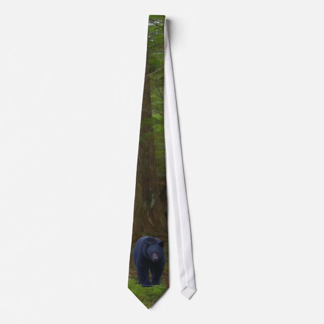 Schwarzer Bär und Wald Wildlife Earth Day Necktie Krawatte (Vorderseite)