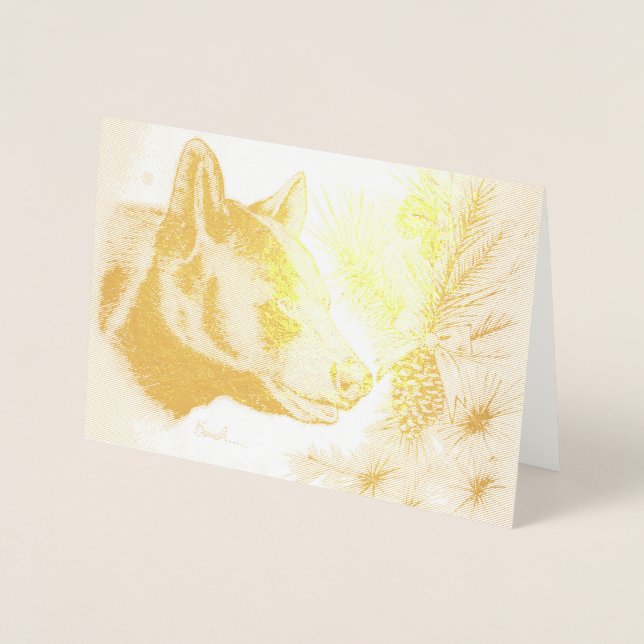 Schwarzer Bär und Weihnachtsbaum Folienkarte (Vorderseite)