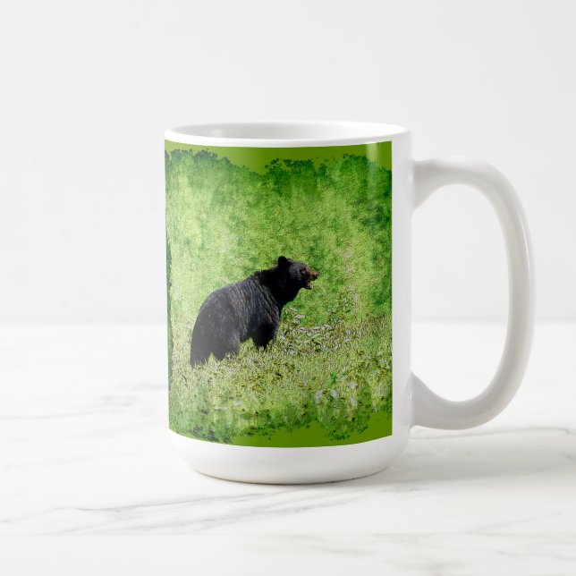 Schwarzer Bär Wandern im Gras Art Tasse (Rechts)