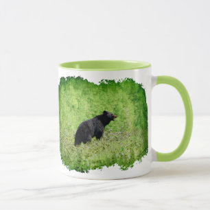 Schwarzer Bär Wandern im Gras Art Tasse