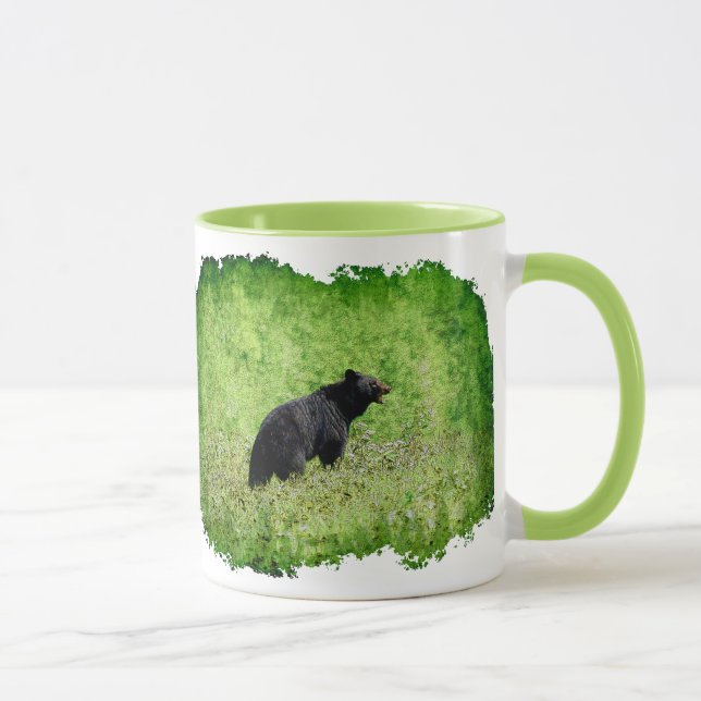 Schwarzer Bär Wandern im Gras Art Tasse (Rechts)