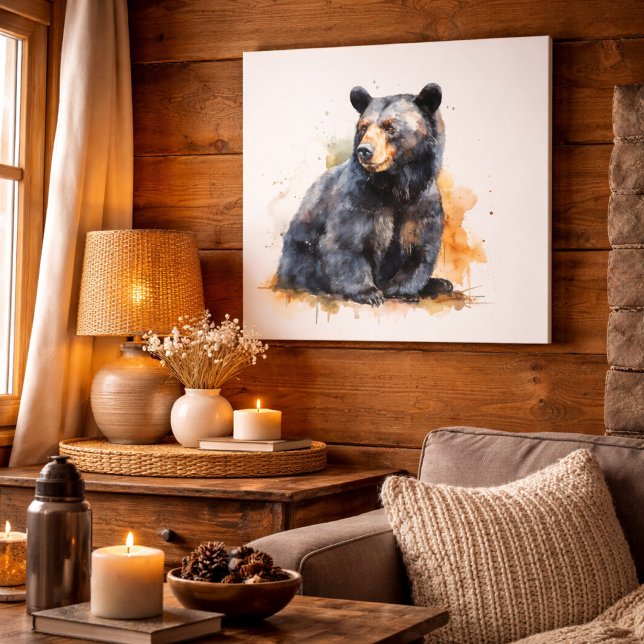 Schwarzer Bär Wasserfarben Kunst, Dichtung und Mus Leinwanddruck (Von Creator hochgeladen)