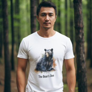 Schwarzer Bär Wasserfarben Kunst, Dichtung und Mus T-Shirt