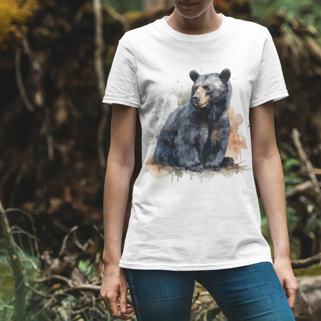 Schwarzer Bär Wasserfarben Kunst, Dichtung und Mus T-Shirt (Von Creator hochgeladen)