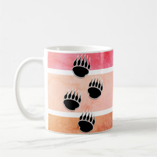 Schwarzer Bärenpaw druckt Retro-Design Kaffeetasse
