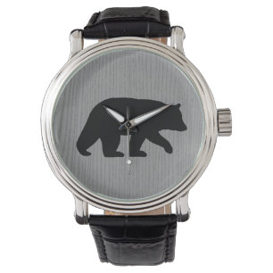 Schwarzer Bärn-Silhouette Armbanduhr