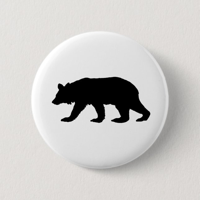Schwarzer Bärn-Silhouette Button (Vorderseite)