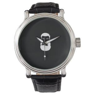 Schwarzer Bart-Leder Armbanduhr
