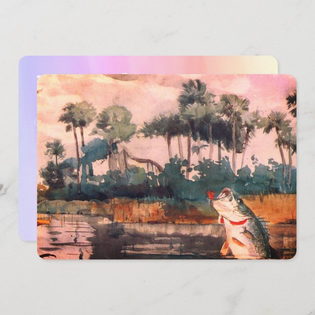 Schwarzer Bass am südlichen Geburtstag Einladung (Vorne/Hinten)