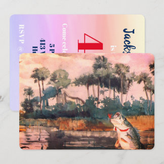 Schwarzer Bass am südlichen Geburtstag Einladung