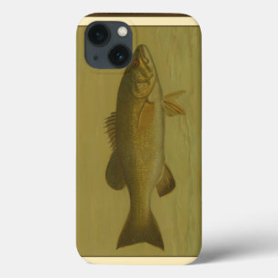 Schwarzer Baß auf einem grünen Hintergrund iPhone 13 Hülle
