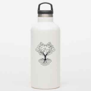 Schwarzer Baum der Herzflasche Aufkleber