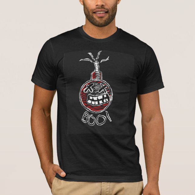 schwarzer beängstigender BOO! Hemd T-Shirt (Vorderseite)