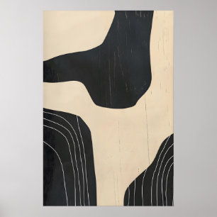 Schwarzer & Beiger abstrakter Kunst-Giclée-Druck M Poster