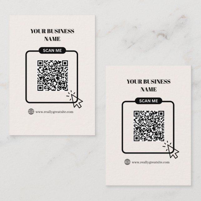 Schwarzer & Beiger anpassbarer QR-Code-Website-Lin Visitenkarte (Vorne/Hinten)