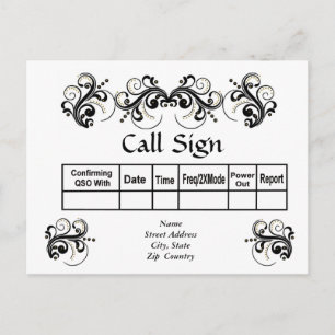 Schwarzer Bildlauf mit Gold Bead 3-D Look QSL Kart Postkarte