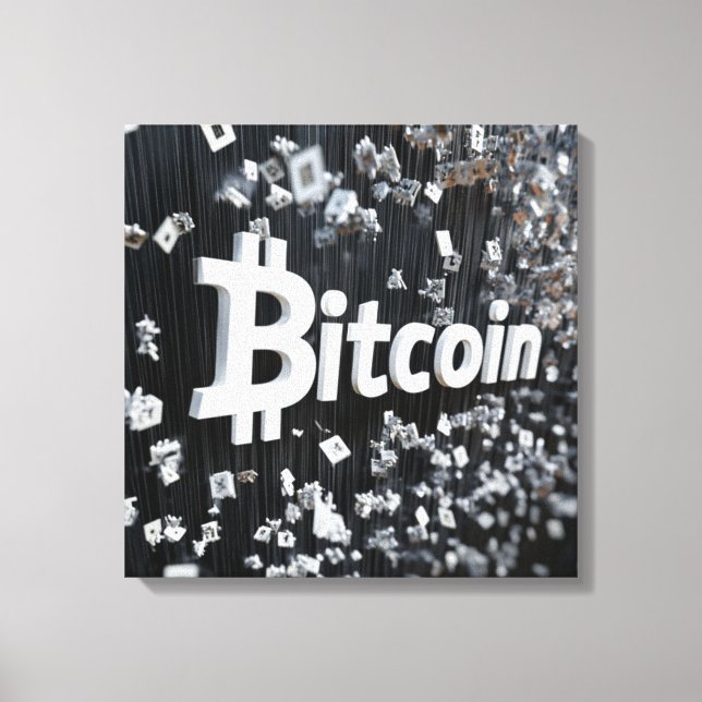 Schwarzer Bitcoin Leinwanddruck (Vorderseite)