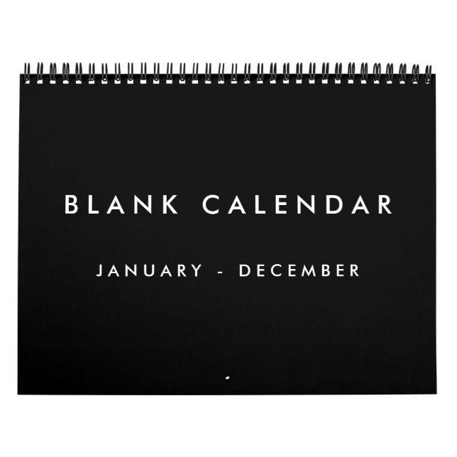 Schwarzer Blankkalender mit Feiertagen 12 Monate Kalender (Titelbild)