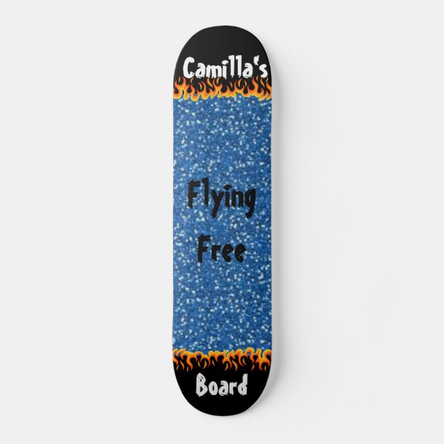 Schwarzer blauer funkelnder Hintergrund Cool Custo Skateboard (Vorderseite)