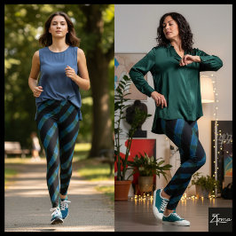 Schwarzer Blauer Grüner Glitch Diagonale Streifen Leggings