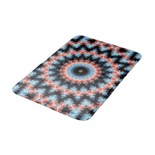 Schwarzer, blauer und roter Mandala-Stern Badematte