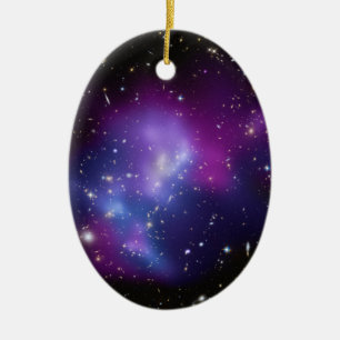 Schwarzer blauer und violetter Galaxienhaufen Welt Keramikornament