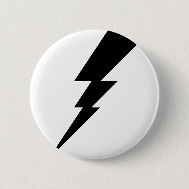 Schwarzer Blitz-Blitz Button (Vorderseite)