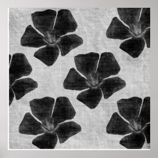 Schwarzer Blumen-Druck Poster