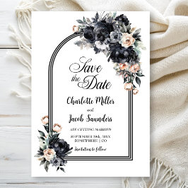 Schwarzer Blumenbogen Hochzeit Sichern Sie das Dat Save The Date
