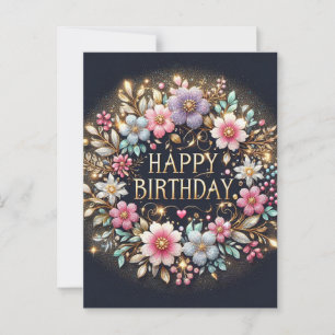 Schwarzer Blumenstrauß Geburtstagskarte Postkarte